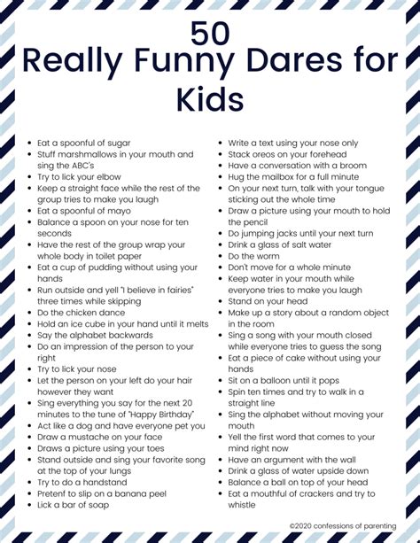 funny dares for kids